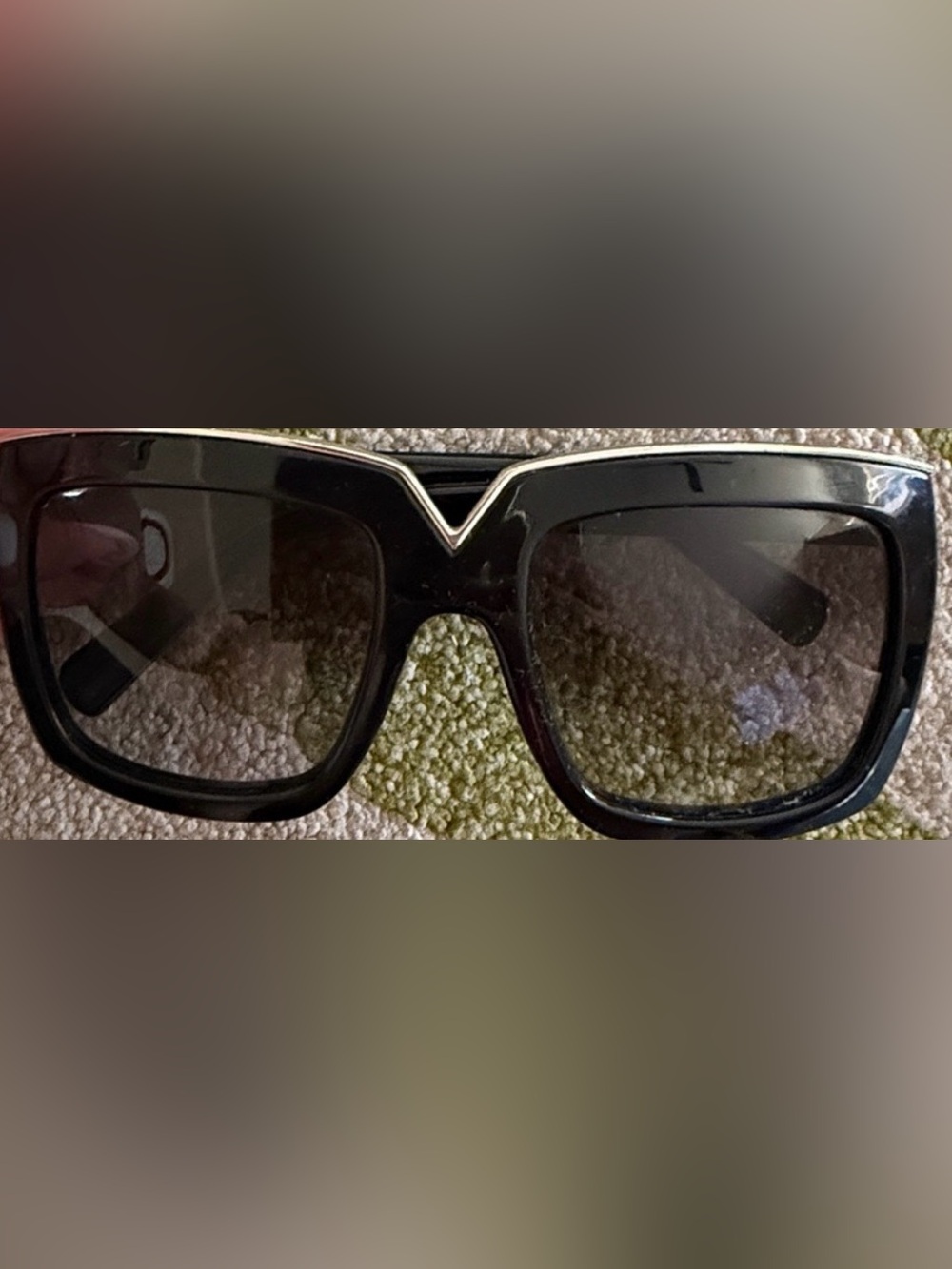AUTHENTIC VALENTINO Black Square Sunglasses with V Detail